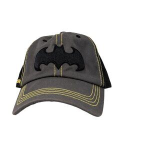 Batman Six Flags Embroidered Adjustable Cap With Yellow Stitching